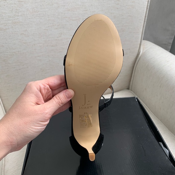 BRAND NEW Black suede strappy JCrew heels. - Picture 2 of 4